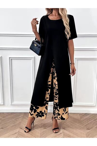 Livizmir Moda بلوزة نسائية طويلة من الفيسكون بأكمام قصيرة وتفاصيل متقاطعة من ...