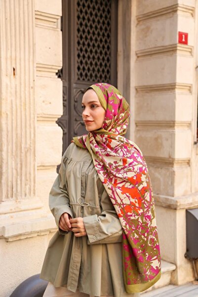 ENRİCO FERRİ Petra Brush Paint Pattern Shawl - Khaki