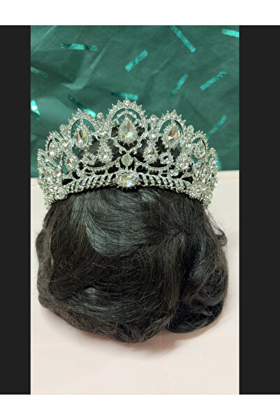 zerzembe Stone-Encrusted Bridal Crown for Special Occasions Parties