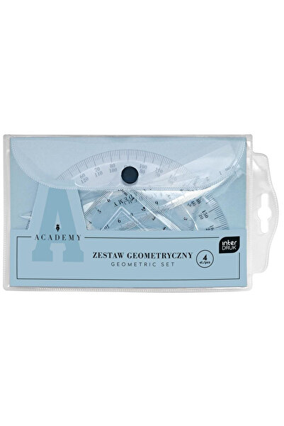 Interdruk Set geometric Academy, cu instrumente transparente, in etui, rigla,...
