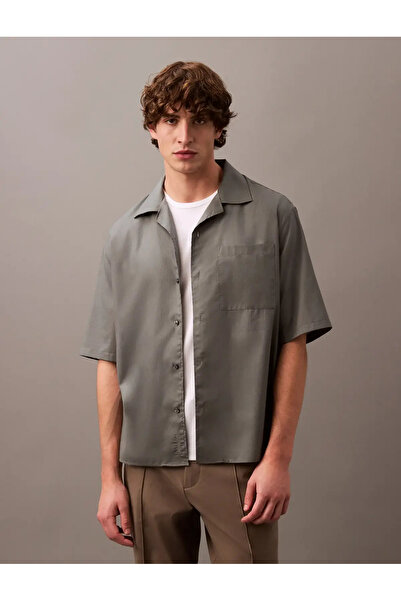 Calvin Klein SS COTTON GAUZE RELA, RMG Gri Erkek Gömlek