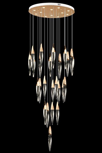 Avonni AV-7015-8043-25-S Gold Kaplama Klasik Avize LED Metal Pleksi H: 120 cm...