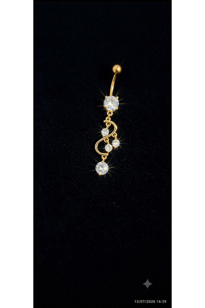AyçaSilver Çok taşlı güzel Gold renk göbek piercing