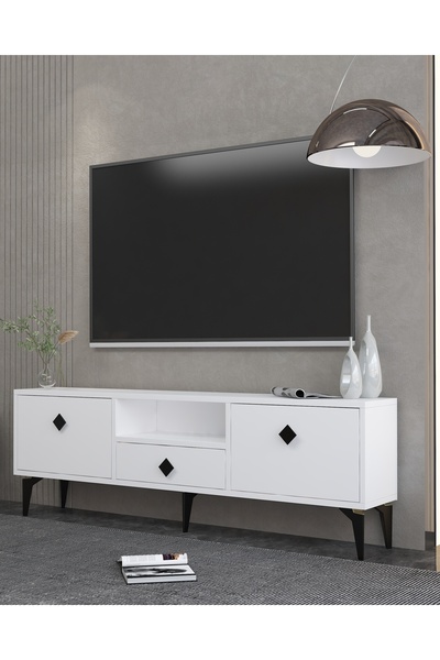 Kalender Dekor Drop Tv1304 Tv Ünitesi Tv Sehpası Beyaz Siyah