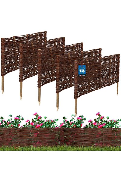 KOTARBAU Gard de grădină tip palisadă, bordură din răchită, 60 x 30 CM, set de 5