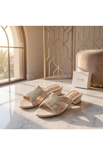 Fuzhoulanyang Women Open Toe Glitter Diamond Slide Sandals, Comfort Low Block...