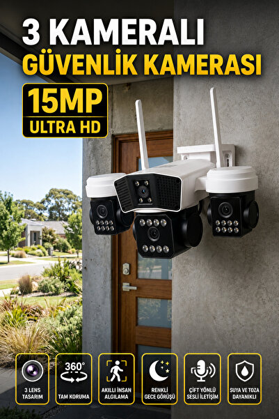 ArmoniaVital Kameralı 15MP Ultra HD PTZ WiFi Güvenlik Kamerası | V380 Pro Gec...