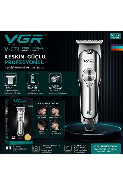 VGR Profesyonel T-Bıçak Şarjlı Saç Sakal Ense Tıraş Makinesi