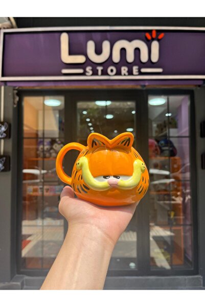 Store Sevimli Turuncu Kedi Seramik Kupa – Büyük Kulak Tasarımlı Kahve ve Çay Kupası