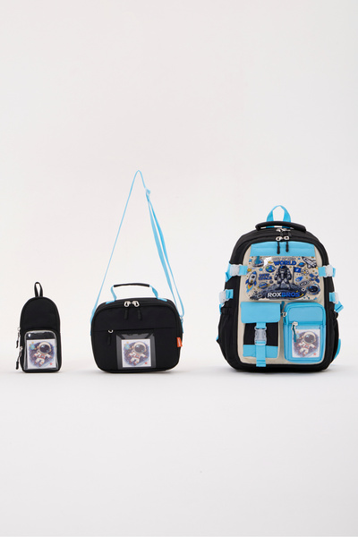 Roxbros Korean Style Astronaut Patterned Primary School Backpack Thermal Lunc...