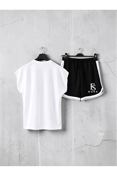 FS CABİN Ufc Front and Back Printed Zero Sleeve Sports Tshirt and Black Short...