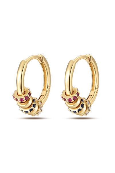 Choice10 PAE197 925 Sterling Silver Cute Golden Star Hoop Earrings For Women ...