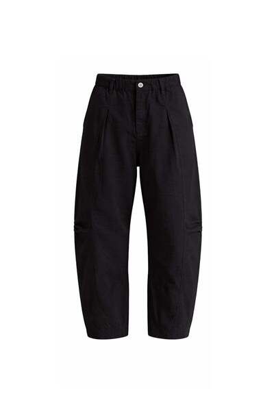 #vdr viadellerose Black Pleated Baggy Trousers with Stitching Detail 19049