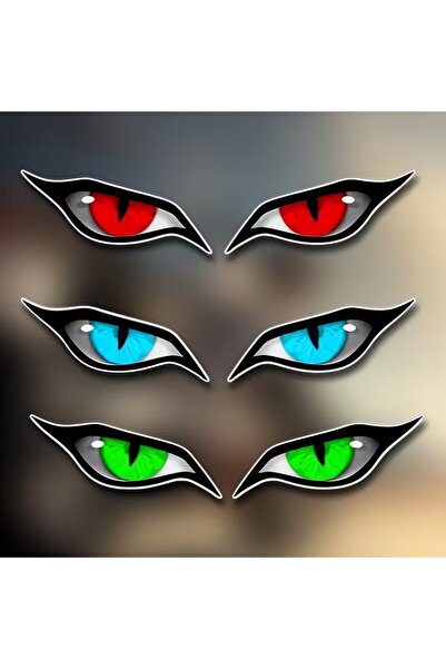 ÖZGÜL REKLAM Anime Canavar Gözlerleri 3'lü Set Sticker / Kırmızı-Mavi-Yeşil G...