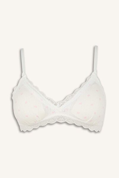 DeFacto Lace Detailed Detachable Cup Padded Non-Wired Light Pink Bralet H7274...
