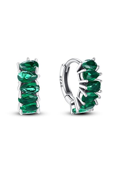 Choice PAE085 Women Hoop Earrings Original 925 Sterling Silver Classic Green ...