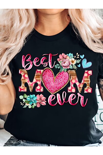 En22 Best Mom Print T-Shirt | Casual Crew Neck With Slight Stretch Fabric, Re...