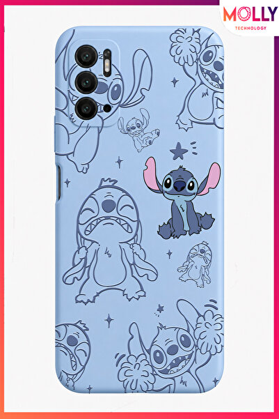 Molly REDMİ NOTE 10 5G İçin Bebe Mavisi Stitch Tatlı Çılgınlık Desenli Siliko...