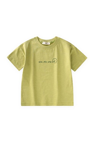 Cigit Slogan Baskılı T-Shirt 2-10 Yaş arası Lime