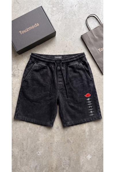 Toum Anime Design Grunge Oversize Washed Vintage Bermuda Shorts