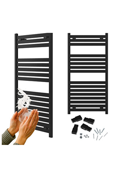 Granitan Radiator Baie ENZO, 1200x600 mm, 560 W, 16 Elemente, Negru, Uscator ...