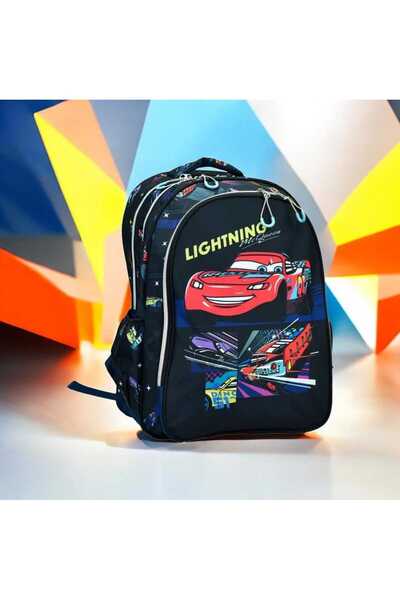 Disney Cars Yayınları Ghiozdan școlar Disney Cars, 42 x 30 x 15 cm, 3 compartimente, poliester , Negru