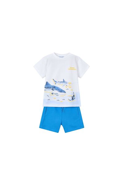 MAYORAL Set tricou și pantaloni scurți pentru băieți 3610 Alb