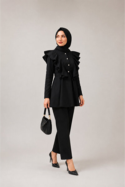 OK BLUME Ruffle Detailed Buttoned Hijab Set