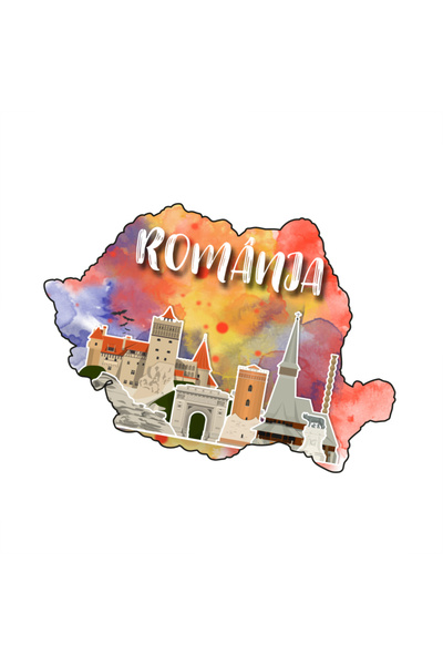 gift shop Magnet hartă suvenir personalizat cu mesaj, România, model 1, din lemn