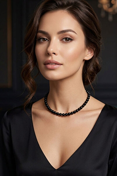 bb bridal boutique Black Pearl Ball Necklace, Evening Dress Necklace, Choker ...