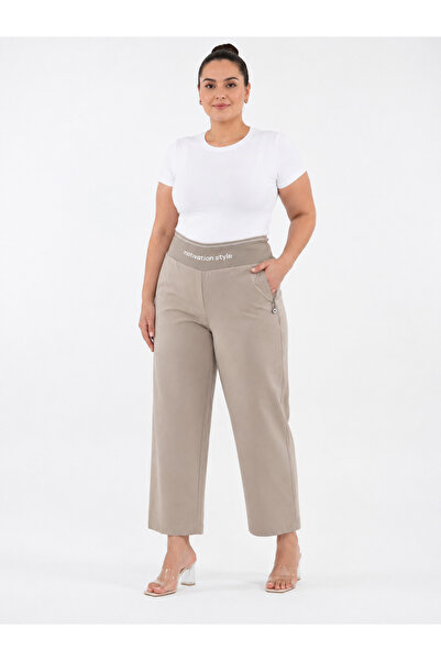 MOTIVATION Plus Size Venus Fabric Elastic High Waist Wide Leg Women's Trousers