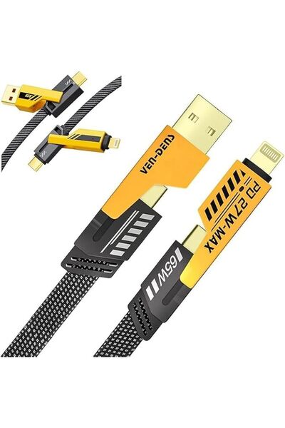 Generic Original Super-Fast Charging Cable | 65W 480 Mbps 4-in-1 USB A/Type C...