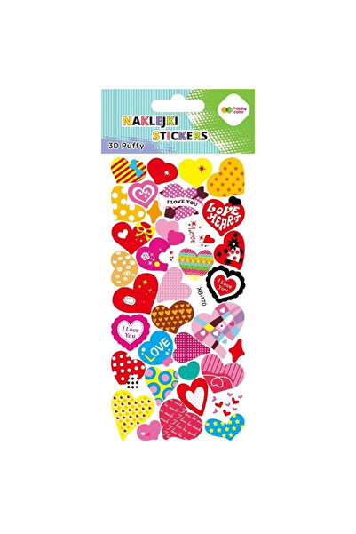GDD Autocolant 3D pufos inimi Love Hearts 9,5x22 cm Happy Color