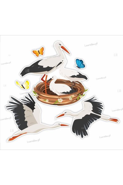 LearnHow Set 6 stickere decorative LearnHow, cuib de barza, multicolor, 0x30x...