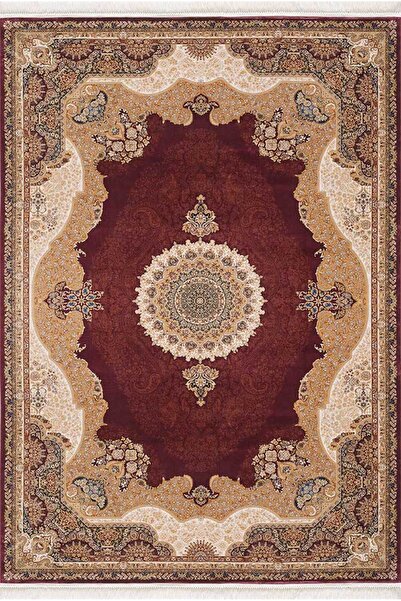 Artemis Halı Silk 05211B Bordo Gold İpek Görünümlü Klasik Salon Halısı Saçakl...