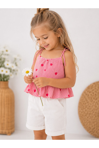 HMCraft Honey Mousse Craft Girls' Cotton Strap Blouse - Honey Top Berry