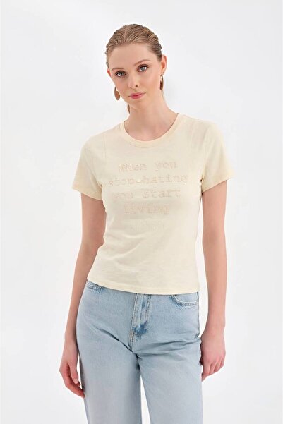tw3 Women's T-Shirt with Bead Embroidery Detail on the Front and Handcrafted ...