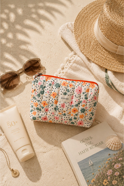 MOISARE Makeup Bag Quilted Organizer - Travel Cosmetic Organizer Zippered Mul...