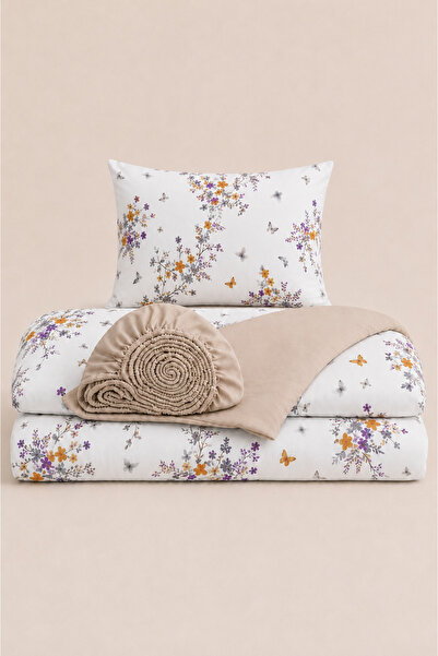 İQON Elastic Sheet Duvet Cover Set Single Size Outlt1 Jngleorange