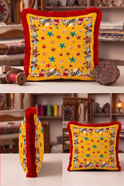 Evimde Bambaşka Starfish Seashell Coral Fringed Pillowcase - Marine Bohemian ...
