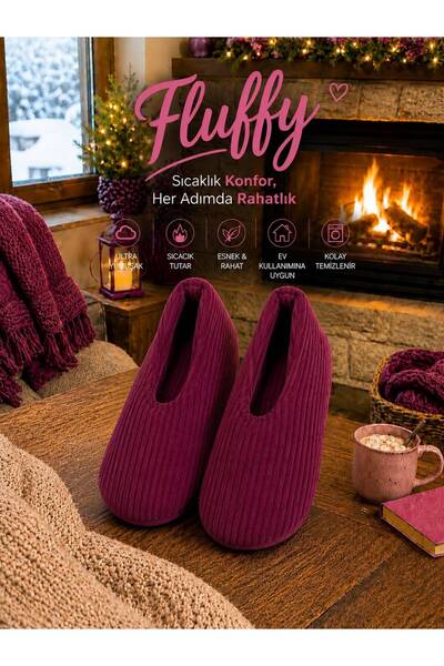 fluffy Women's Booties Slippers Stylish Foldable Portable in a Bag Home Slipp...