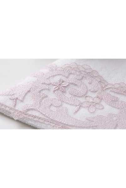ÖzSurgun Powder Pink Lace White Cotton Towel 2 Pieces