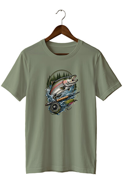 remonz Unisex Salmon Fish Print T-Shirt – Fly Fishing and Outdoor Themed Crew...