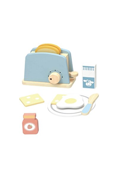 Hi Pando Дървен тостер играчка, Яйце + Мляко + Конфитюр, 10 части, 3+ години