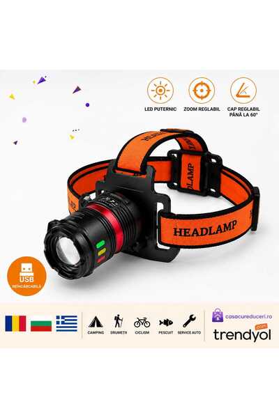 ANY SHOP MARKET Επαναφορτιζόμενος μέσω USB φακός κεφαλής LED, με ρυθμιζόμενο ...