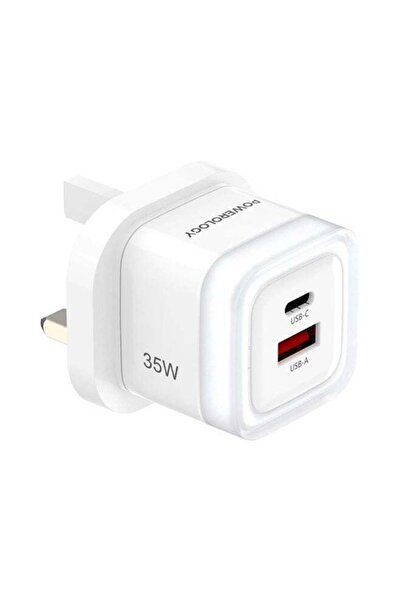 Powerology Lunex Dual-Port Fast Charging Adapter with USB-C & USB-A Ports, 35...