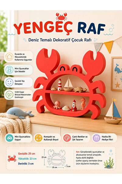 Baby Darling %100 Doğal Yengeç Dekoratif Raf - Figür, Araba, Mini Oyuncak Sta...