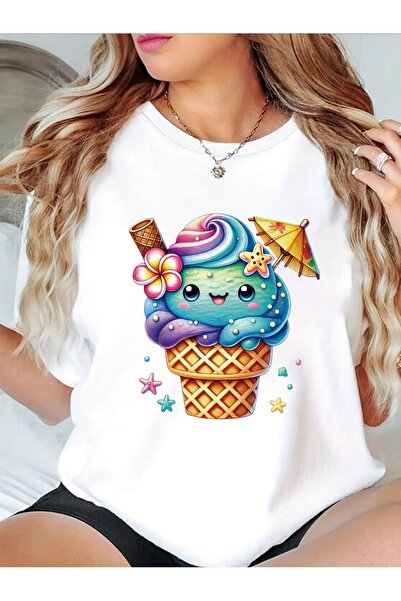 212Wear تي شيرت نسائي بتصميم استوائي لطيف - قميص كاجوال بياقة مستديرة وأكمام ...