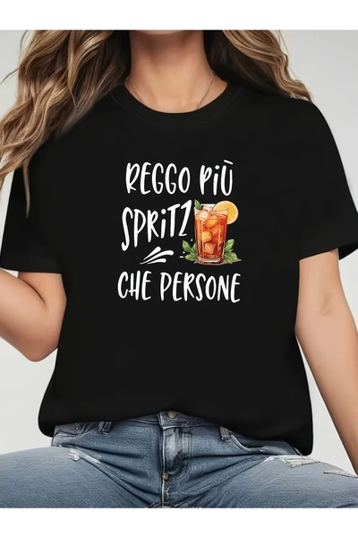 212Wear تي شيرت نسائي، مطبوع عليه شعار إيطالي "REGGO PIÙ SPRITZ CHE PERSONE"،...