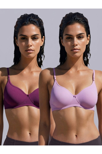 Eden By Styli Pack of 2 - Non-Padded Non Wired Cotton Blend T-Shirt Bra